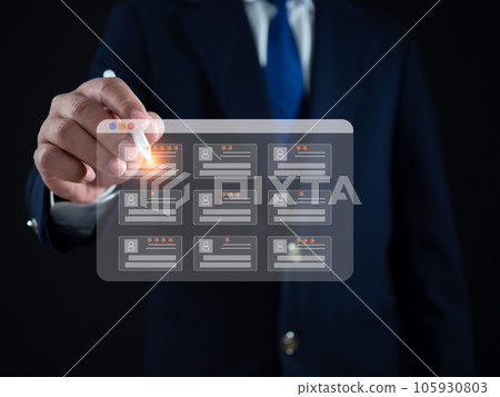 Hr, HRM, Human resources management concept. Check resume, Screening employee information, job applicants, Employees must complete the online survey form. 105930803
