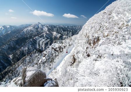 [Large winter panorama seen from Fujimiiwa Observatory] Mt. Gozaisho, Komono Town, Mie Prefecture 105930923