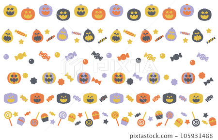 Jack o lantern line frame set orange and purple Jack o lantern line frame set orange and purple 105931488