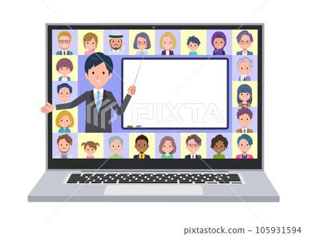 Set of business men teaching classes online 105931594