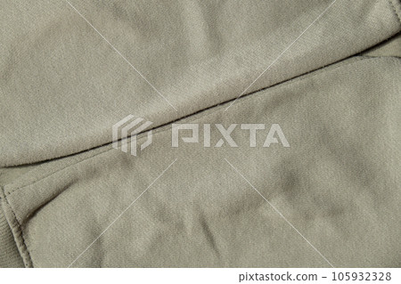 No Lints on green sweater. After cleaning and collected fluff lint. Closeup Pilled Clothes. Old used Clothes without lint pilling. Restoration of old damaged care. Repairing fabric 105932328