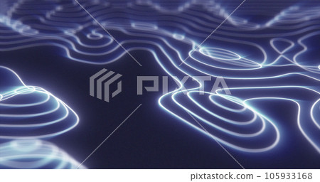Abstract blue futuristic hi-tech landscape with mountains and canyons from glowing energy circles and magic lines background Abstract blue futuristic hi-tech landscape with mountains and canyons from glowing energy circles and magic lines background 105933168