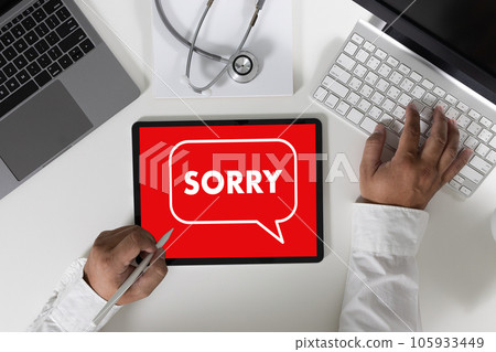 SORRY word concept message to sad i made a mistake unhappy person unhappy note is a problem fail sign communication sorry apology 105933449