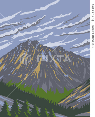 Mount Stuart in the Enchantments within Alpine Lakes Wilderness Area Washington State WPA Poster Art 105933465