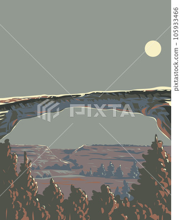 Owachomo Natural Bridge in Natural Bridges National Monument Utah USA WPA Art Poster 105933466