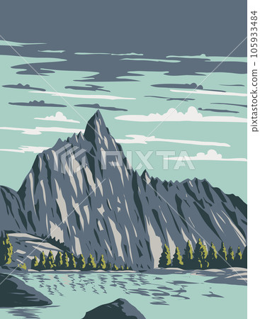 Prusik Peak in the Enchantments within Alpine Lakes Wilderness Washington State WPA Poster Art 105933484