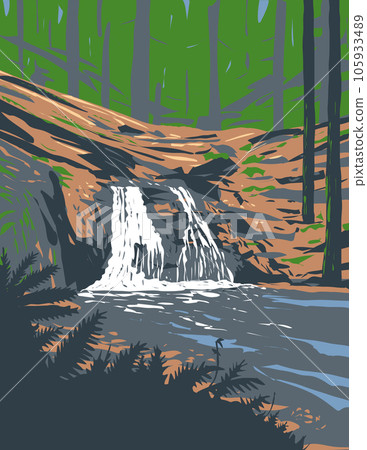 Rustic Falls on Cascade Creek in Moran State Park Washington State WPA Poster Art Rustic Falls on Cascade Creek in Moran State Park Washington State WPA Poster Art 105933489