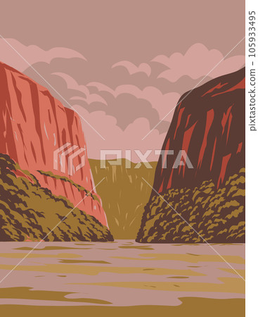 Sumidero Canyon National Park in Chiapas Mexico WPA Art Deco Poster 105933495