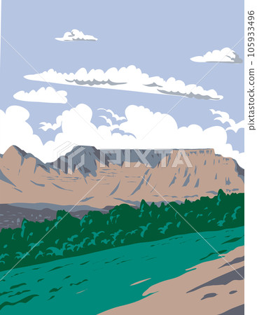 Table Mountain National Park in Cape Town South Africa WPA Art Deco Poster 105933496