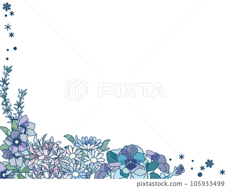 Hand drawn illustration frame of winter flowers 105933499