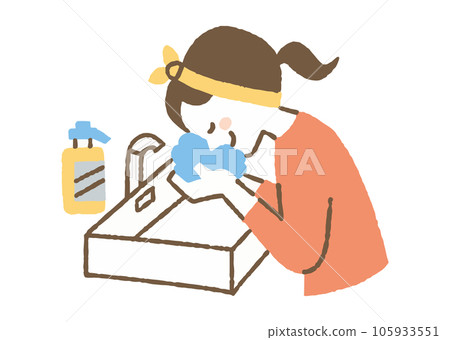 女人在洗手間洗臉_color 105933551