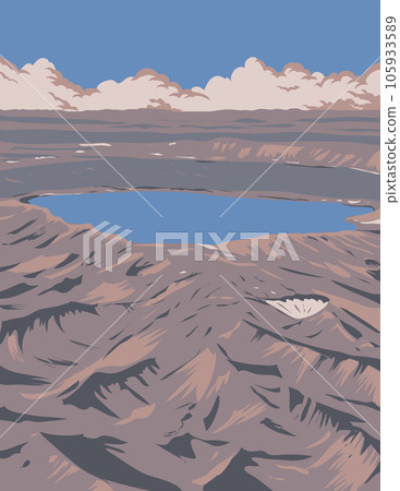 Askja Caldera in Central Highlands of Iceland WPA Art Deco Poster Askja Caldera in Central Highlands of Iceland WPA Art Deco Poster 105933589
