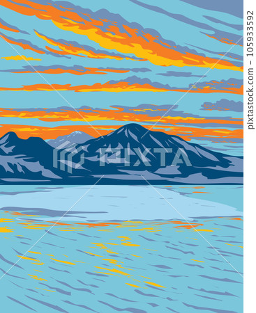 Bonneville Salt Flats in Tooele County Utah USA WPA Art Poster 105933592