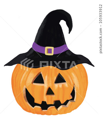 Pumpkin ghost (witch hat) lights out 105933912