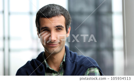 Mature european male model posing indoors for a close-up portrait. 105934513