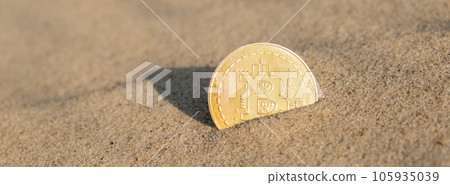 Bitcoin Coin cryptocurrency In Sand On Beach. Freelance, stock exchange BTC sign Concept mining bitcoin for holidays and vacation. Payment For Nature And Unlimited Possibilities. Copy Space Worldwide Bitcoin Coin cryptocurrency In Sand On Beach. Freelance, stock exchange BTC sign Concept mining bitcoin for holidays and vacation. Payment For Nature And Unlimited Possibilities. Copy Space Worldwide 105935039