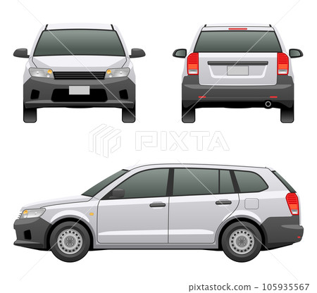 從三個方向看到的汽車的插圖（輕型貨車） 105935567