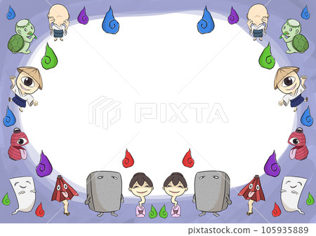 Japanese monster frame with background color 105935889