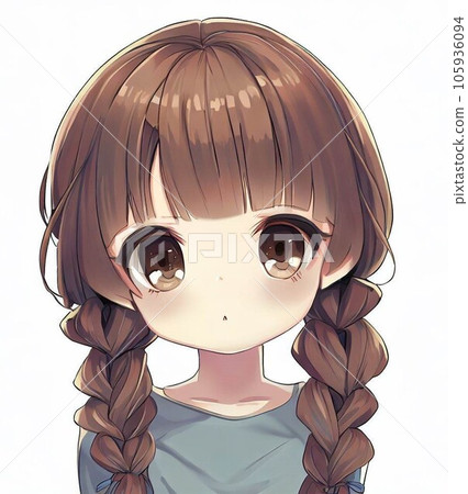 cute girl with pigtails 105936094
