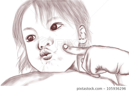 孩子臉頰鼓起 105936296