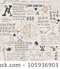 seamless texture in the form of an alchemical formula 105936903