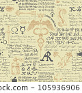 seamless texture in the form of an alchemical formula 105936906