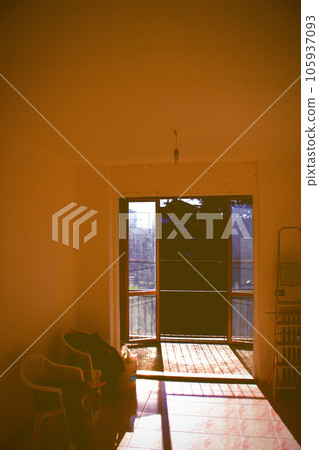 Interior view of an apartment under renovation in Milan, Italy, in 2017, obviously without property rights issues. 105937093