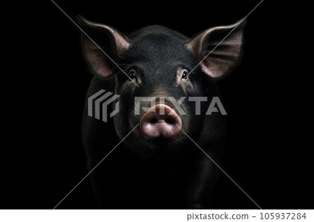 Black Pig on dark background Black Pig on dark background 105937284