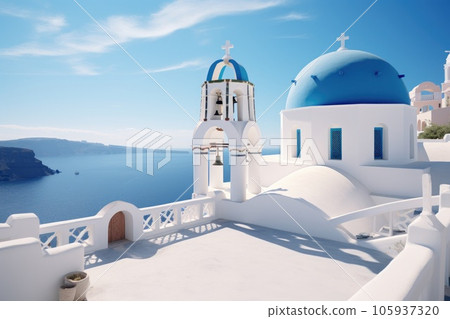 Greek church on the island of Santorini 105937320
