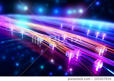 Technology speed internet. Optical fiber cable background. Digital network connection. Generative AI. Technology speed internet. Optical fiber cable background. Digital network connection. Generative AI. 105937650
