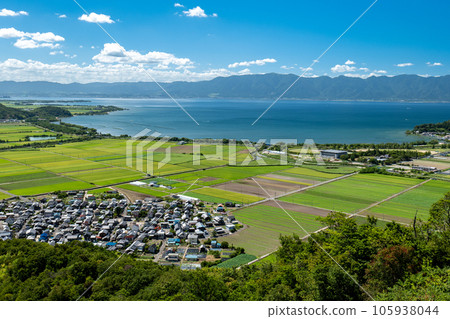 View from Mt. Hachiman in Omihachiman toward Lake Biwa, Omihachiman City, Shiga Prefecture View from Mt. Hachiman in Omihachiman toward Lake Biwa, Omihachiman City, Shiga Prefecture 105938044