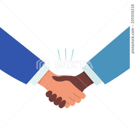 Illustration of a hand in a suit shaking hands Illustration of a hand in a suit shaking hands 105938316