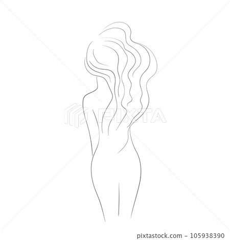 Woman silhouette art line body. Elegant female - Stock