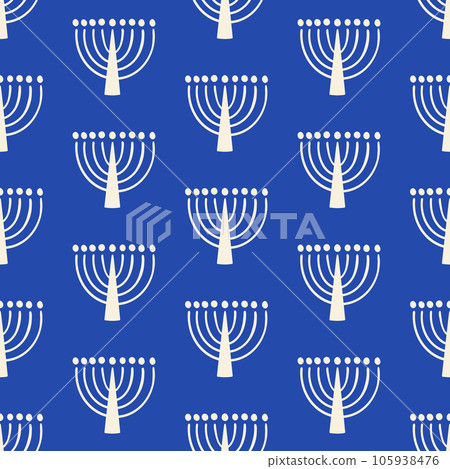 Menorah Seamless Pattern Hanukkah Background Print 105938476
