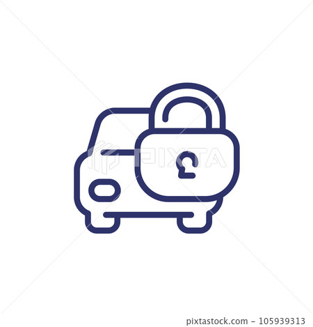 car alarm and protection line icon with a lock car alarm and protection line icon with a lock 105939313