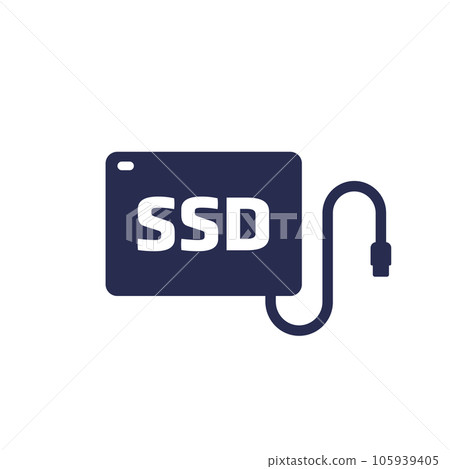 external ssd icon on white, solid state drive 105939405