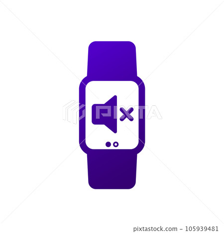mute, sound off icon with a smartwatch mute, sound off icon with a smartwatch 105939481