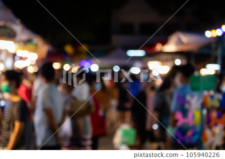 blur people travel and shopping on the night market in Pattaya city 105940226
