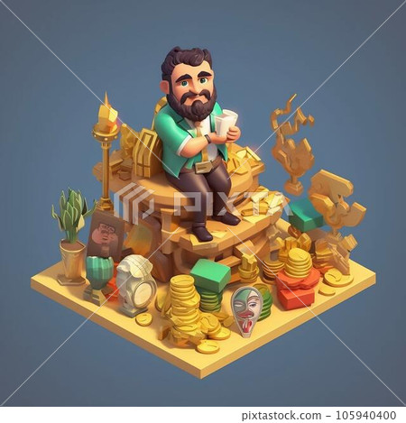3D圖像插圖AI生成的商人賣寶的圖像 3D圖像插圖AI生成的商人賣寶的圖像 105940400