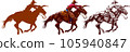 cowboy riding a wild horse mustang 105940847