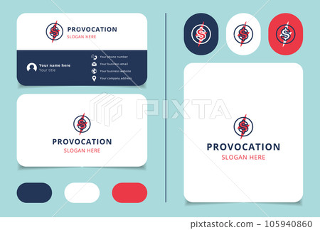 Provocation logo design with editable slogan. Branding book and business card template. Provocation logo design with editable slogan. Branding book and business card template. 105940860