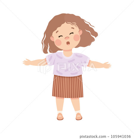 Little Girl Character Standing and Tell Story or Recite Poetry Vector Illustration Little Girl Character Standing and Tell Story or Recite Poetry Vector Illustration 105941036