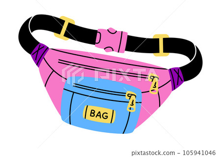 Bag with Strap as Bright Item from Nineties Vector Illustration 105941046