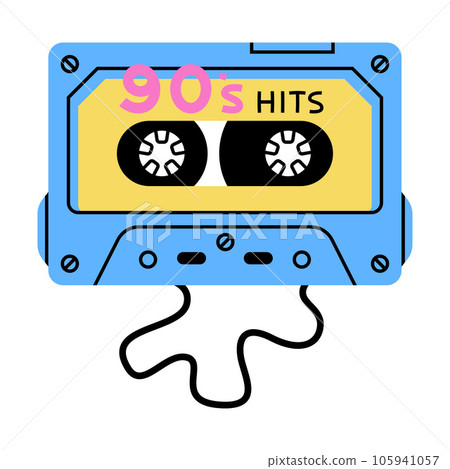 Cassette as Bright Item from Nineties Vector Illustration Cassette as Bright Item from Nineties Vector Illustration 105941057