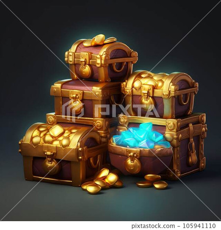 寶箱的 3DCG 插圖，AI 生成圖像 105941110