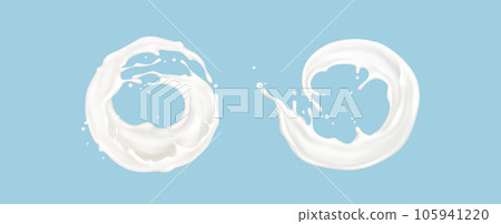 Milk circle liquid wave splash with drop vector 105941220