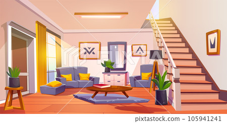 Scandinavian style living room with furniture 105941241