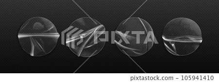 Transparent plastic adhesive sticker mockup. Transparent plastic adhesive sticker mockup. 105941410