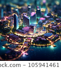 AI 生成的從展望台看到的市中心夜景 3DCG 圖像 105941461