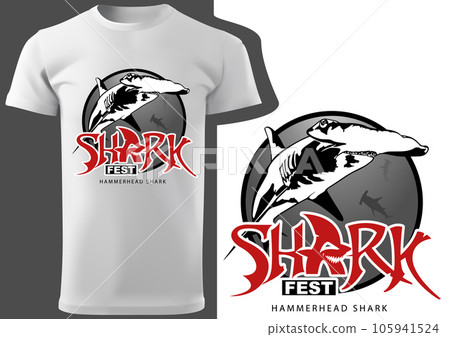 T-shirt Print with the Motif of a Hammerhead Shark T-shirt Print with the Motif of a Hammerhead Shark 105941524